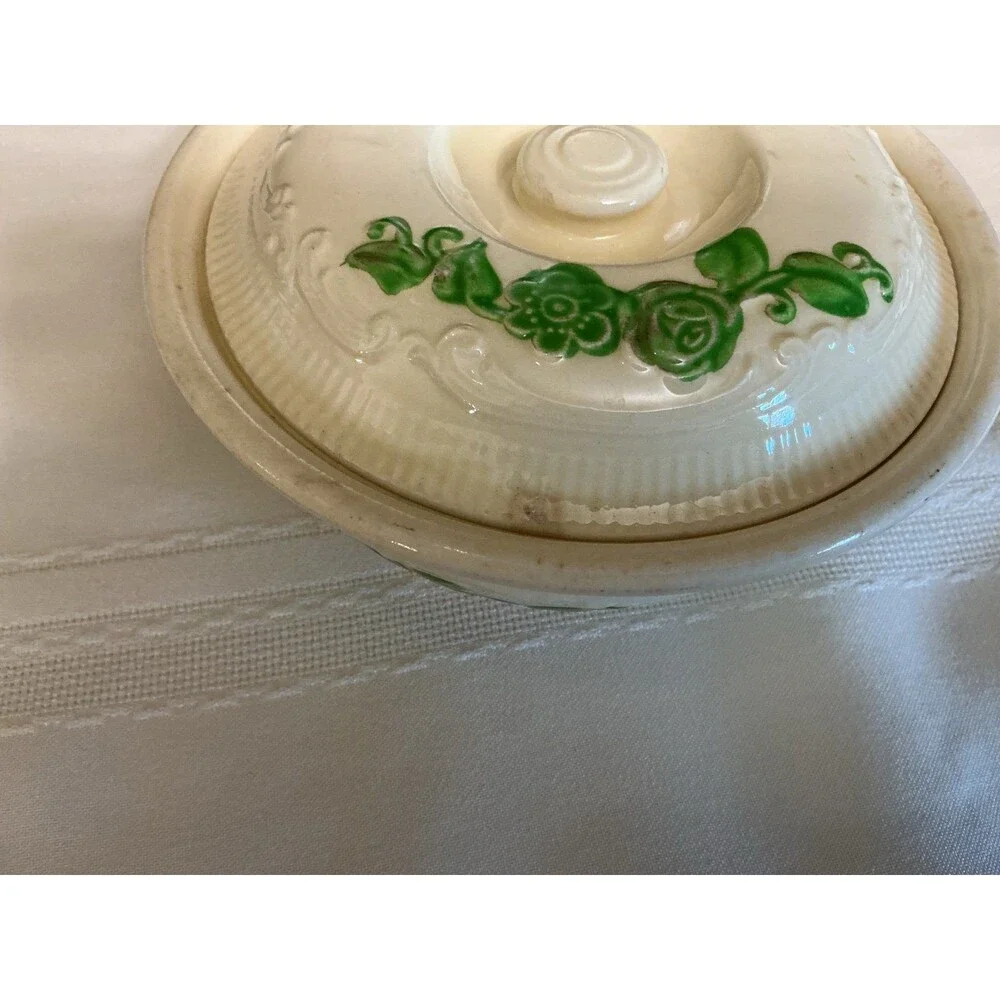 Homer Laughlin 1 quart oven serve covered casserole dish green ivy